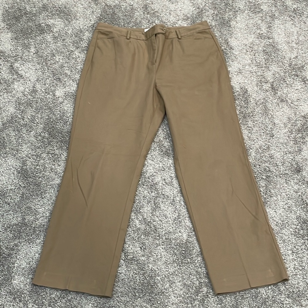 EC Talbot Petite Khaki Pants with Stretch - Straight Leg - Size 14